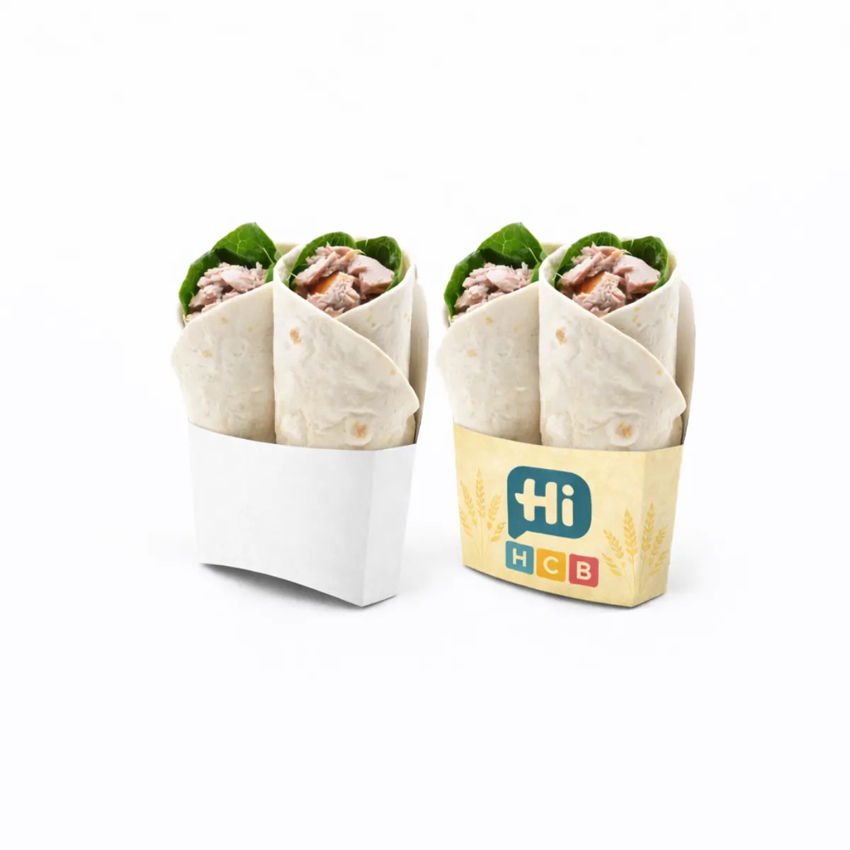 Standard cardboard takeaway boxes specifically designed to keep tortilla wraps fresh and intact during transport- class=